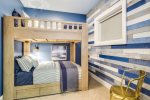 Two comfortable FULL size beds in fun third bunk room 